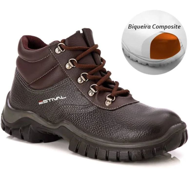 BOTA DE SEGURANÇA EM COURO – CAFÉ – ESTIVAL