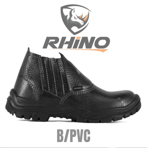 Bota Com Fechamento Em Elástico Em Couro Preta Bico RHINO